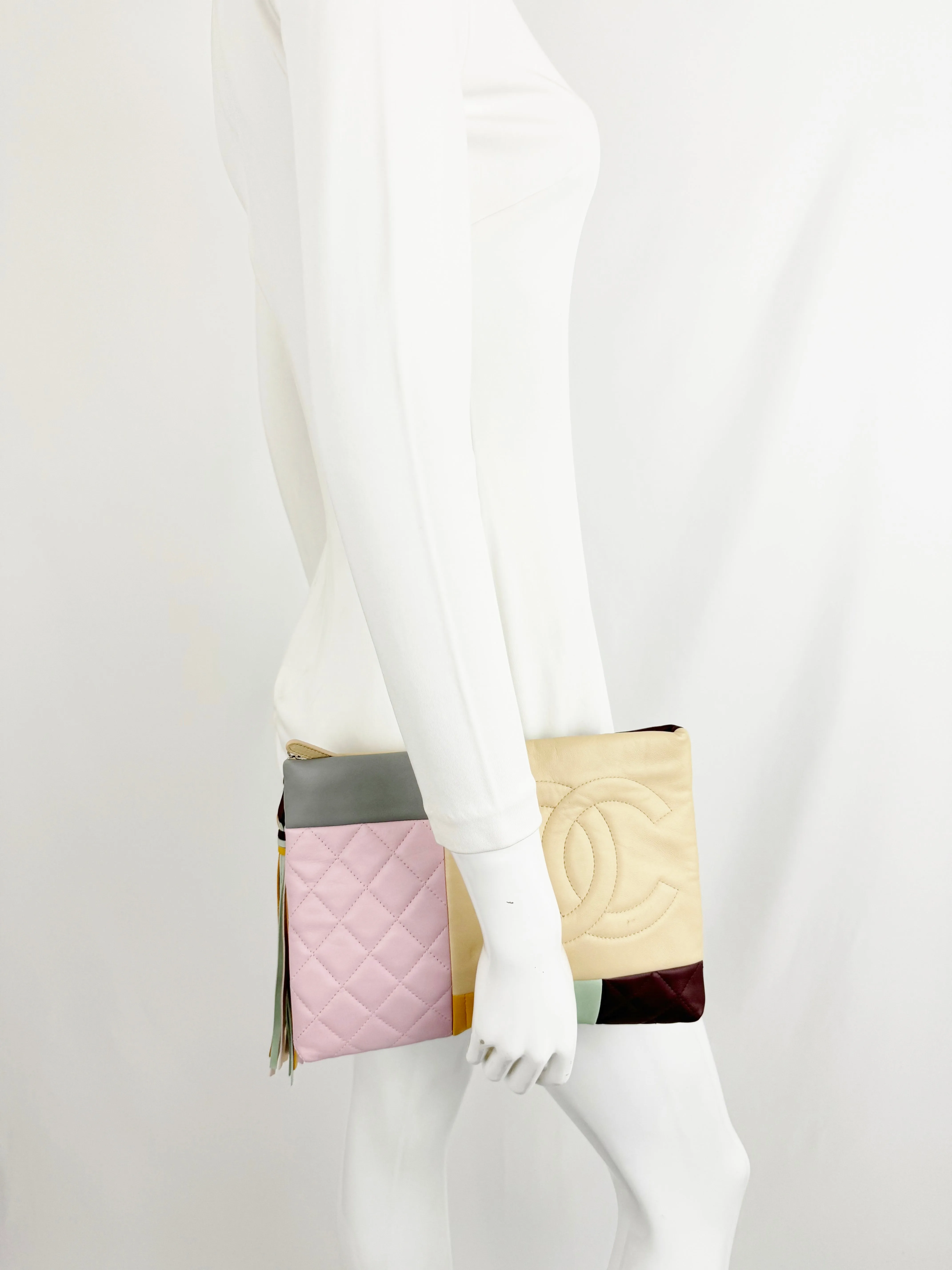 Chanel Color Blocked Leather Clutch