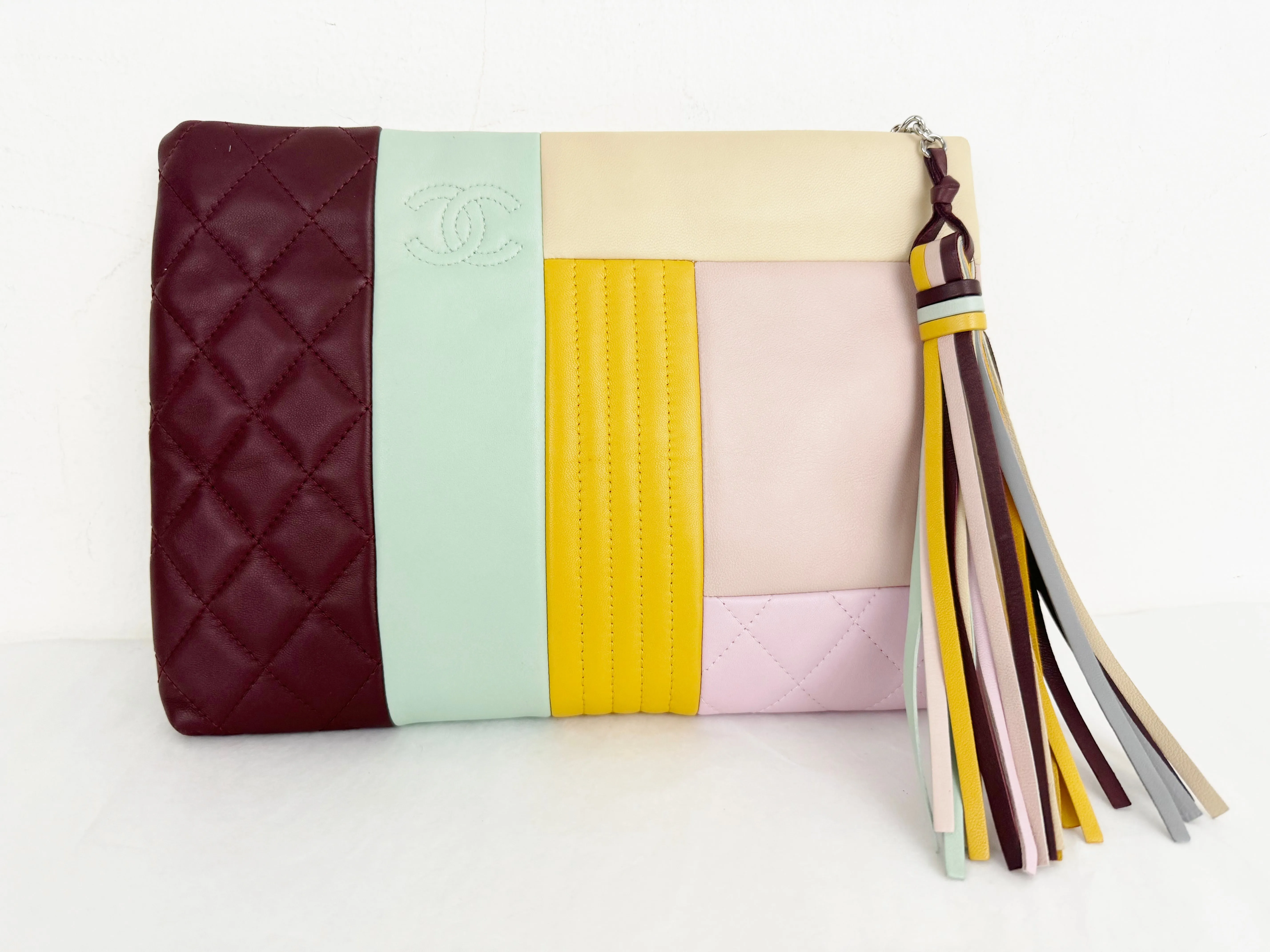 Chanel Color Blocked Leather Clutch