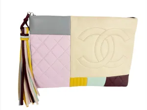 Chanel Color Blocked Leather Clutch