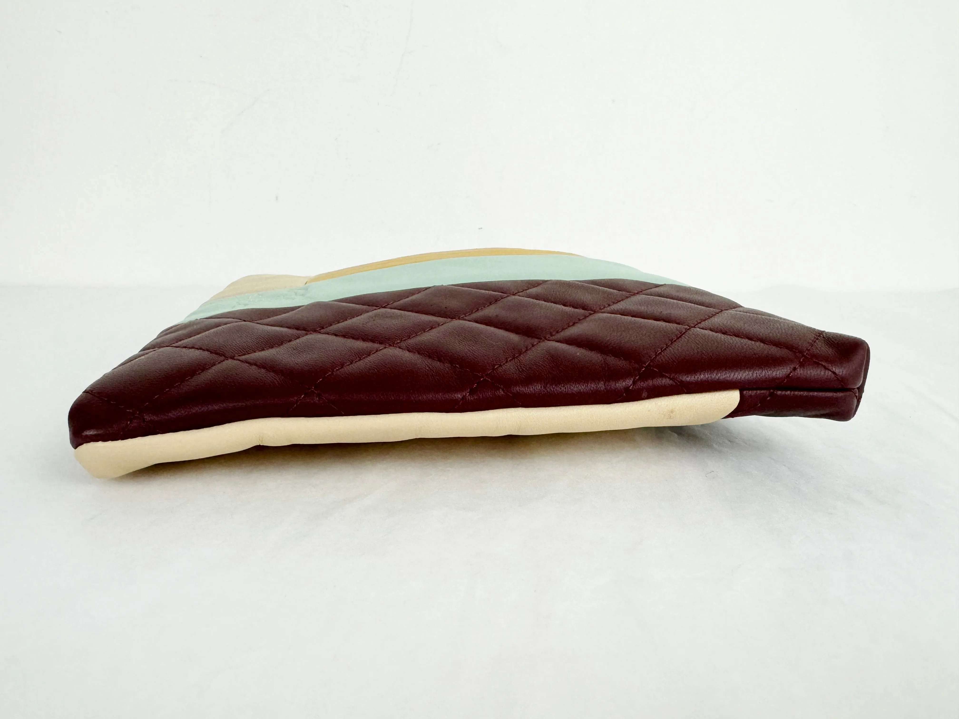 Chanel Color Blocked Leather Clutch