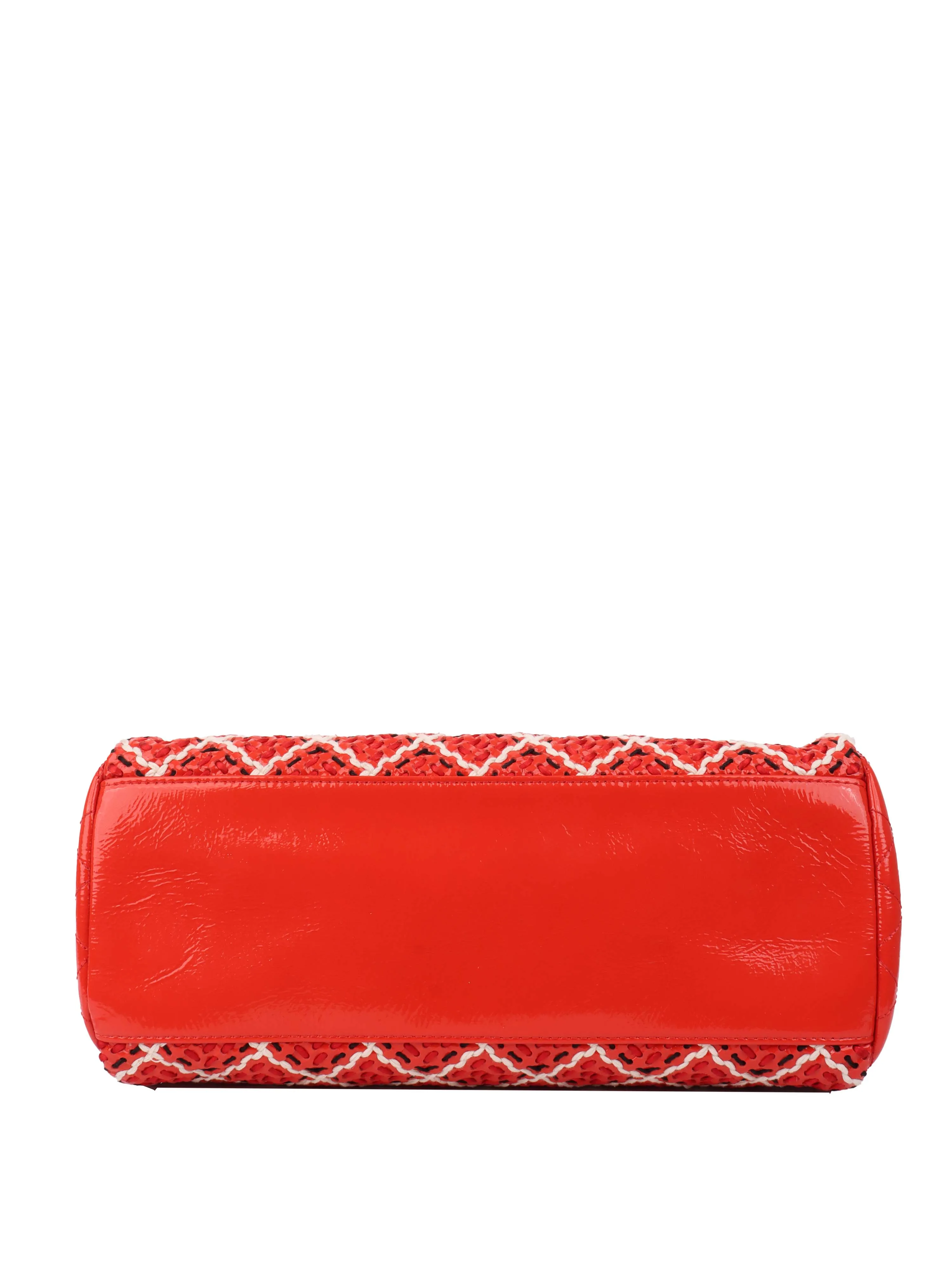 Chanel Limited Edition Red Patent & Tweed Double Chain Tote