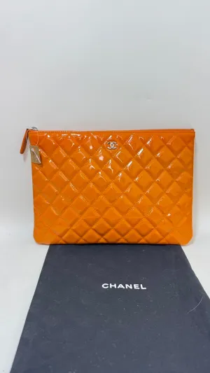 Chanel Orange Quilted Clutch Bag - Preloved Designer Handbag