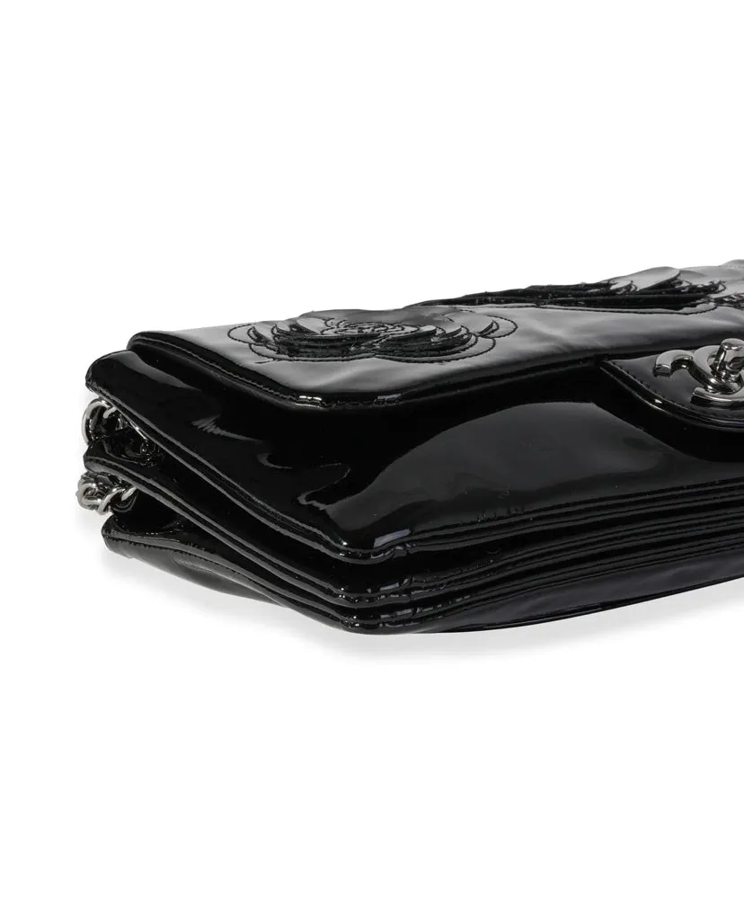 CHANEL PATENT LEATHER CAMELLIA FLOWER BAG