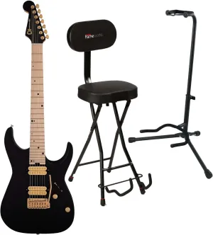 Charvel DK24-7 NOVA Pro-Mod – Satin Black, Gator GFW-GTR-1000 Stand, Gator GFW-GTR-SEAT Bundle