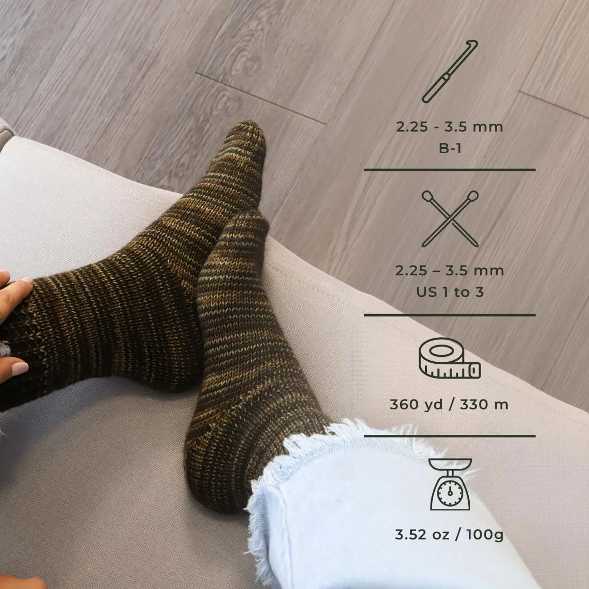 Circulo Lucky Feet - Hand-Painted Superwash Merino Wool Socks Yarn Soft, Comfortable and Durable - Sport Weight, 360 yds, 3.52 oz Color: 9435 - Desert