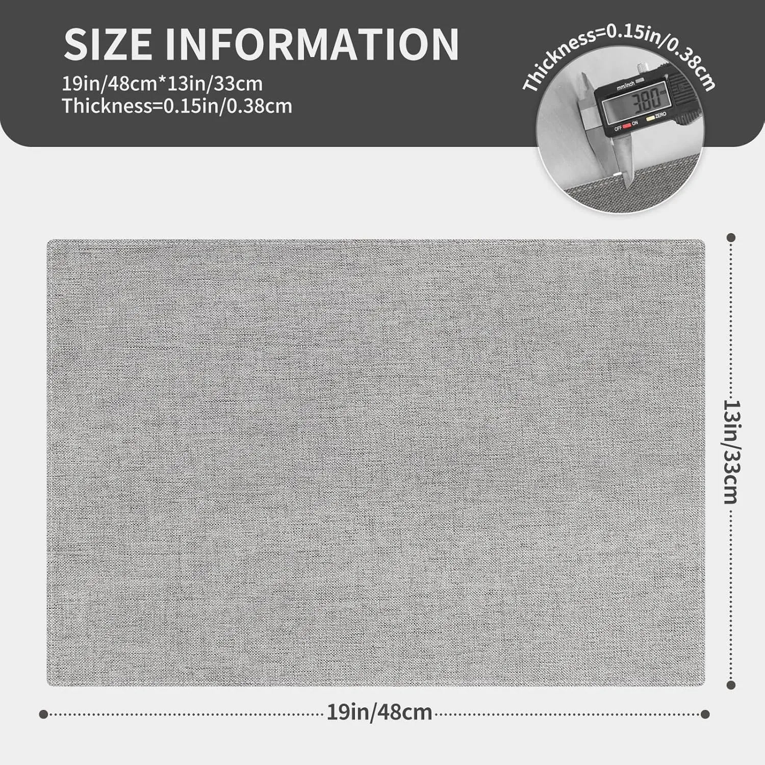 Cloth Placemats, Set of 4 Heat-Resistant Cotton Linen Blend Double Layered Machine Washable Place Mats, Wrinkle Free Thick Fabric Dining Table Mats for Indoors & Outdoors (Light Grey, 4)