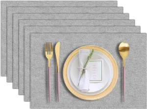 Cloth Placemats Set of 6, Cotton Linen Blend Machine Washable Durable Linen Table Mats, Heat Resistant Placemats Wrinkle Free Place Mats for Dining Table, Easy to Clean (Light Grey, 6)