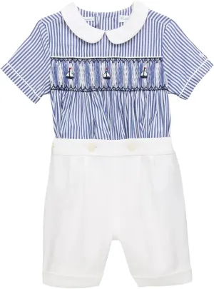 Collection Nautical Inspired Smocked Shirt And Linen Set 12 Months