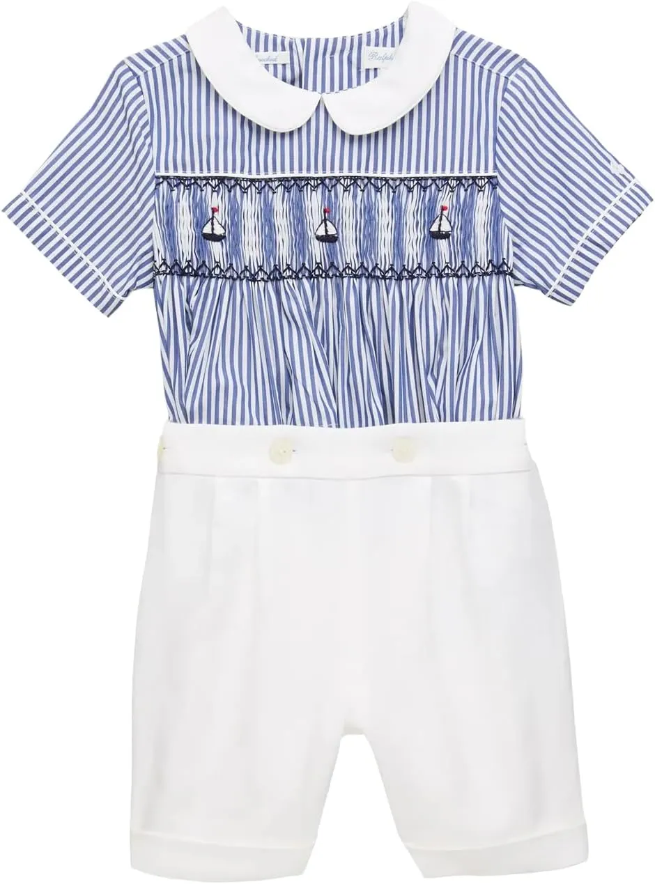 Collection Nautical Inspired Smocked Shirt And Linen Set 12 Months