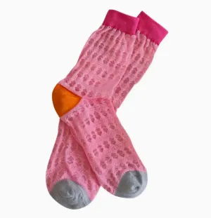 Color Blocked Breathable Mesh Socks - Pink