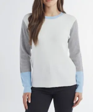 COLOR BLOCKED CREW NECK SWEATER