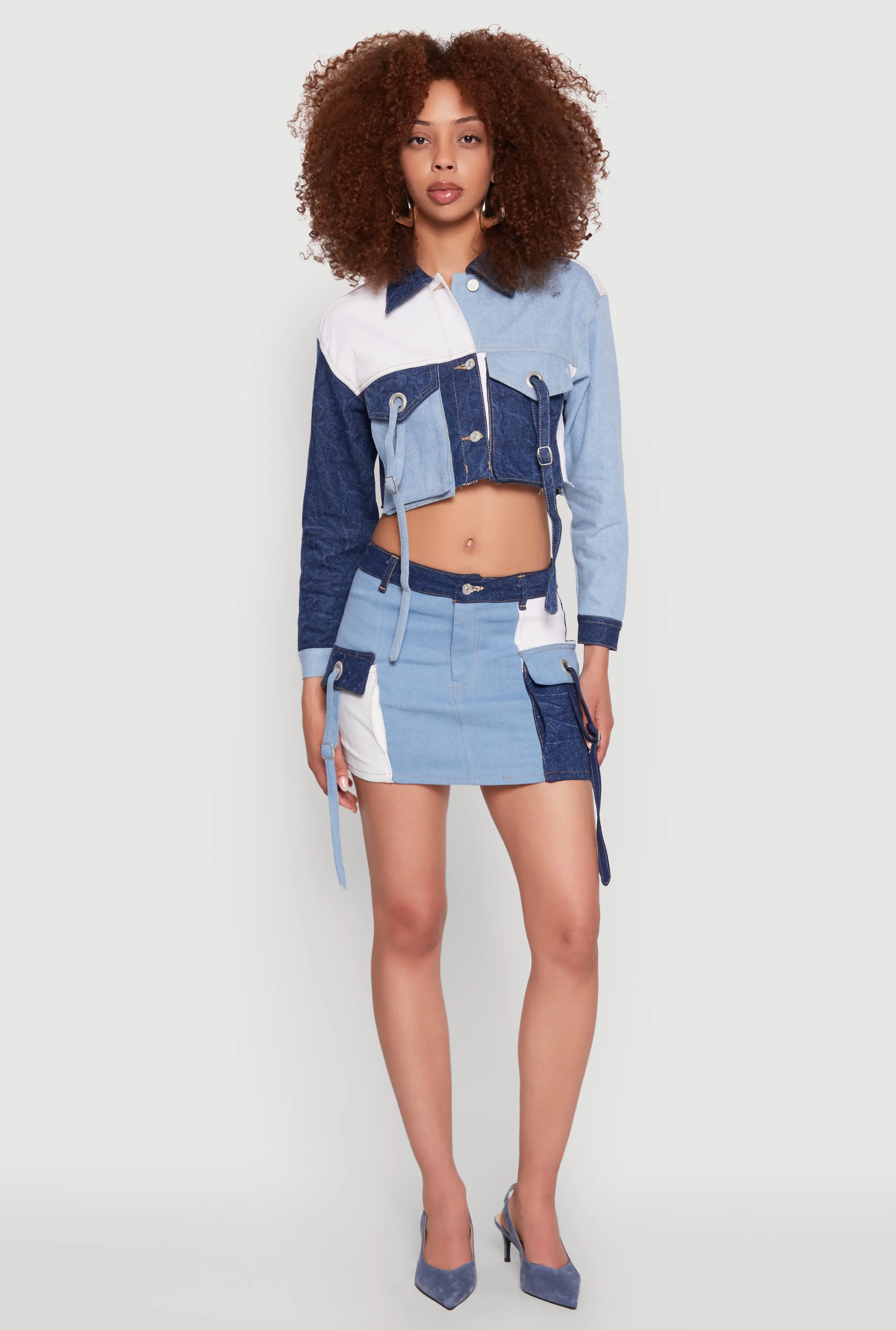 Color Blocked Denim Jacket
