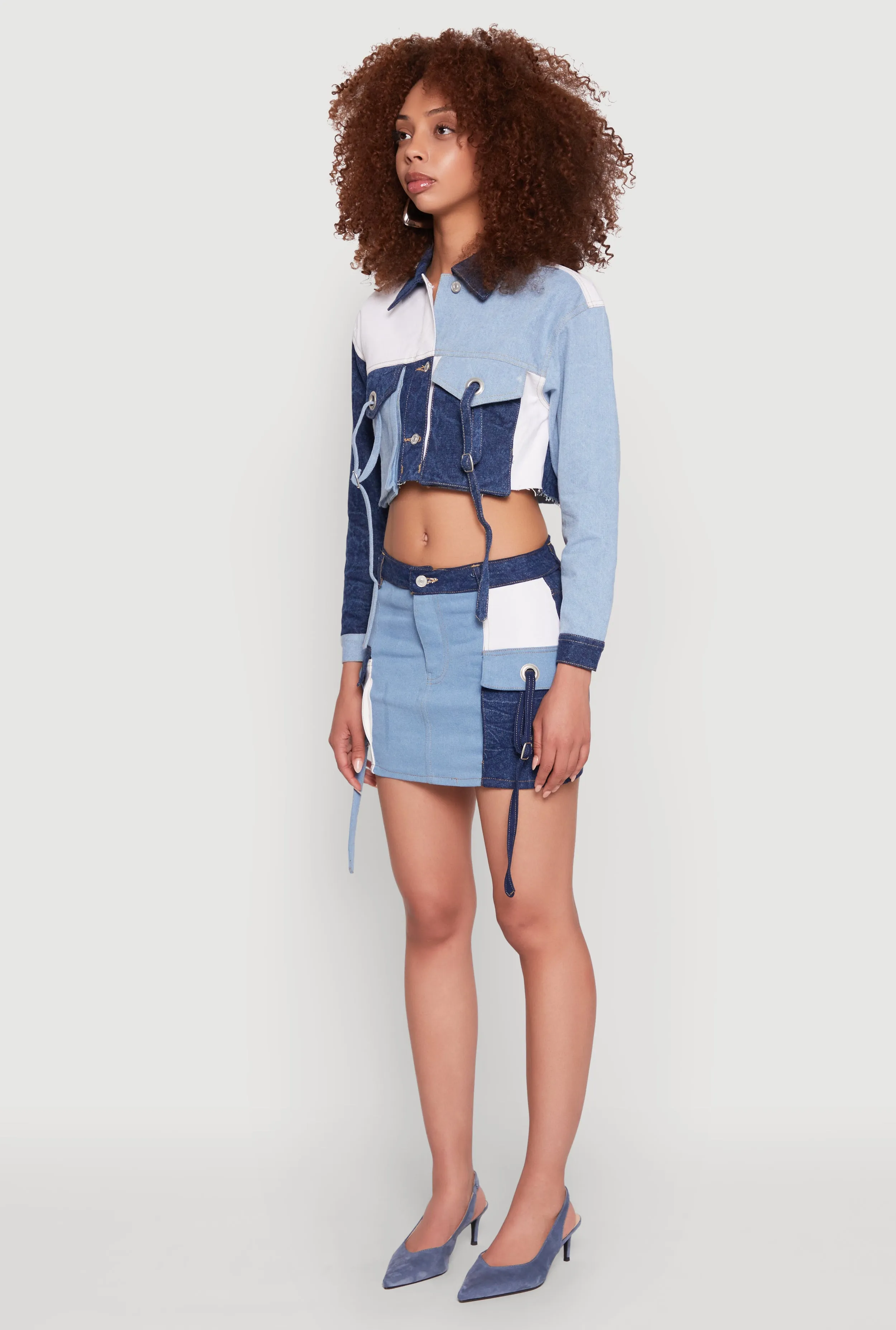 Color Blocked Denim Jacket