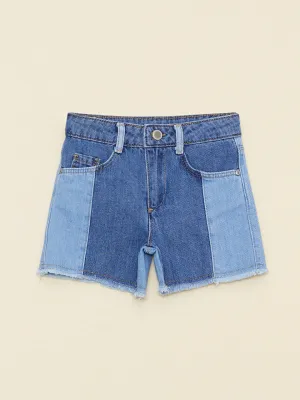Color Blocked Girls' Jean Shorts
