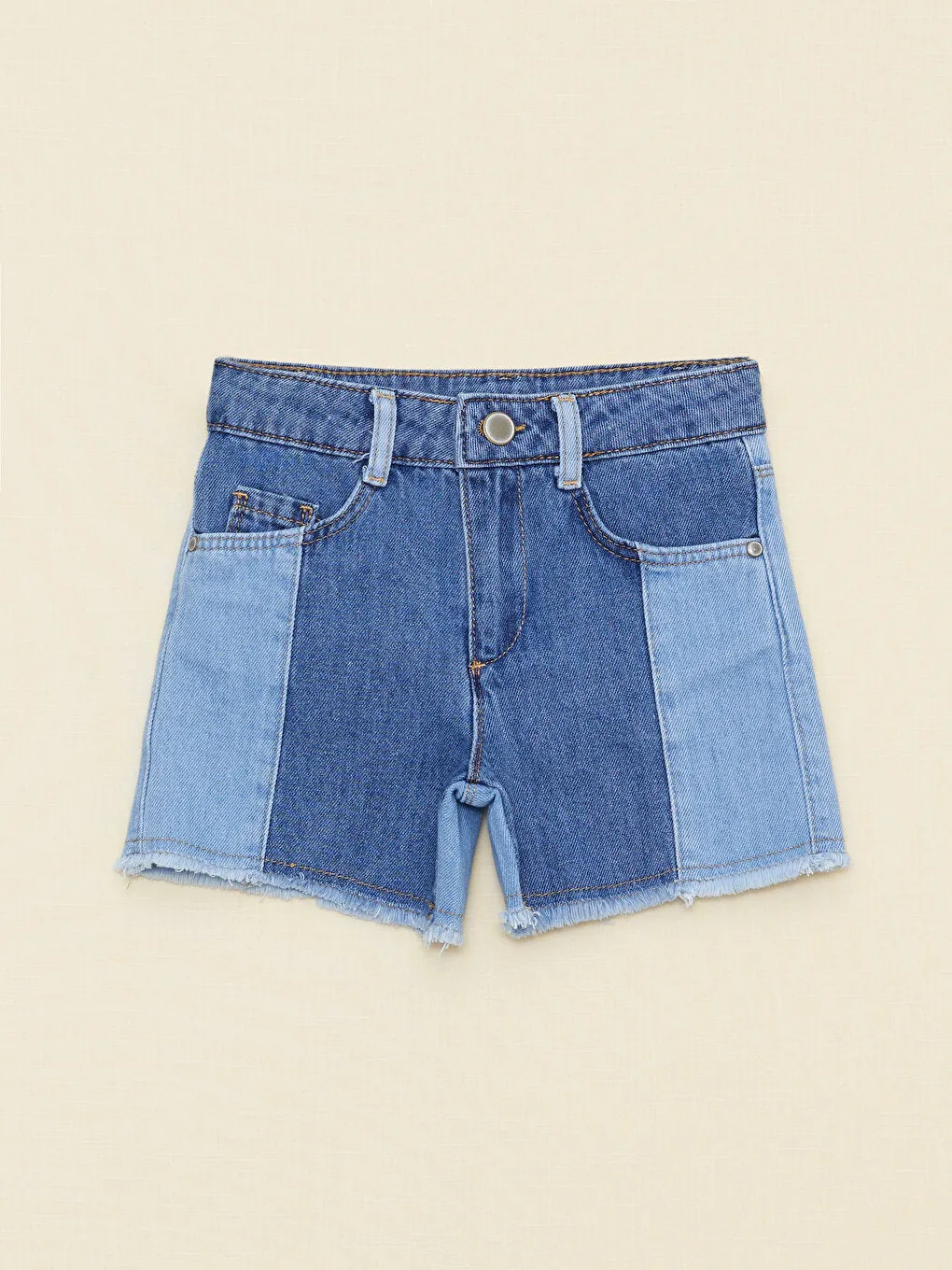 Color Blocked Girls' Jean Shorts
