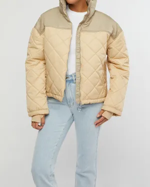 Color Blocked Quilted Puffer Jacket