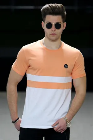 Color Blocked White T-Shirt 4501