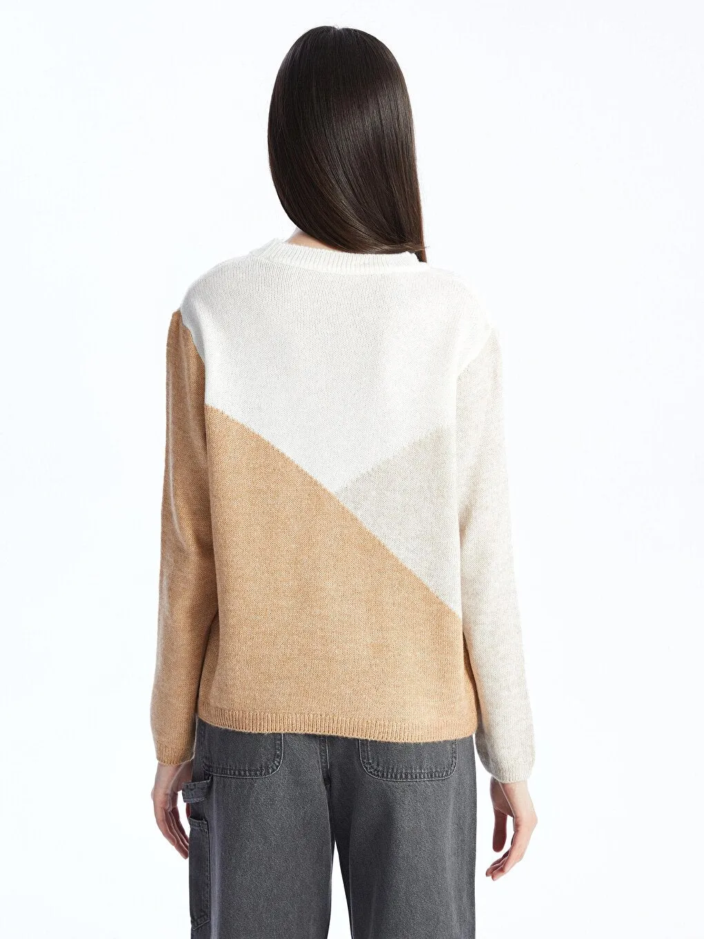 Color Blocked Women's Knitted Sweater