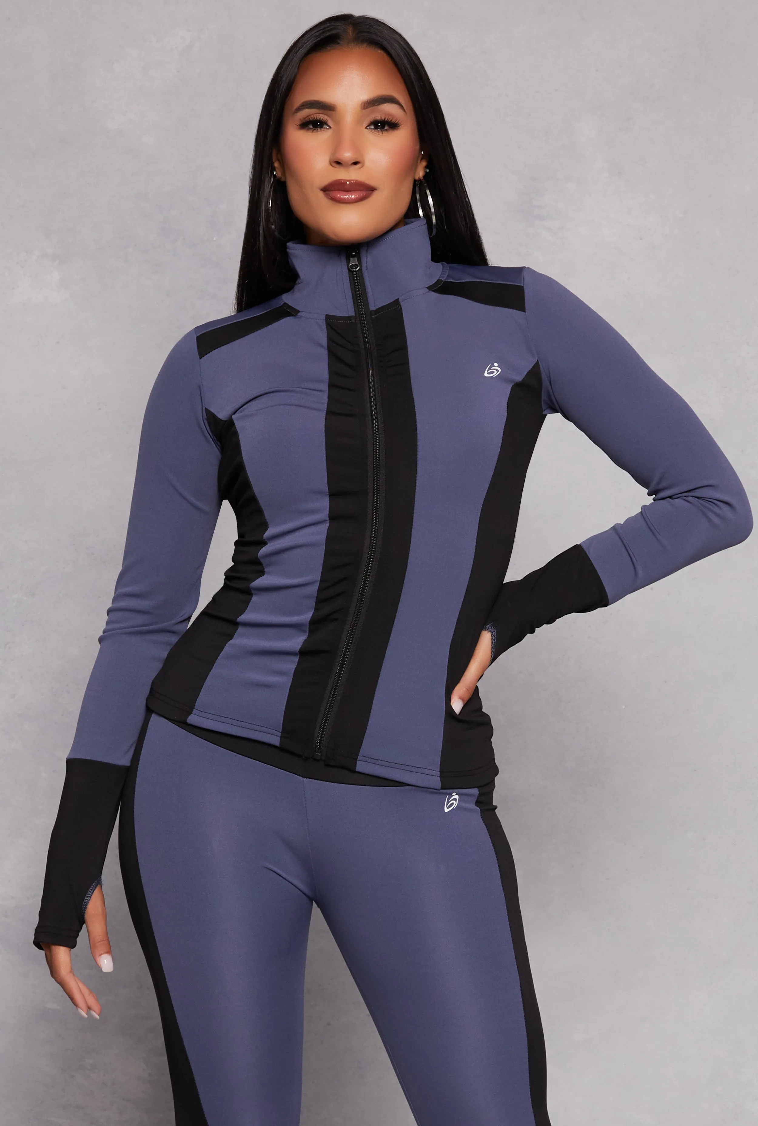 Color Blocked Zip Front Track Jacket