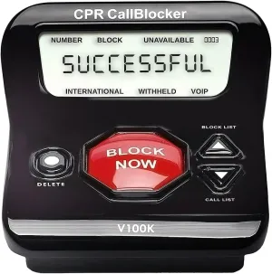 CPR V100K Call Blocker for Landline Phones with Caller ID. 100,000 preloaded Nuisance Numbers. Manually Block 10,000 Scam or Spoof Calls with a Single Button Press