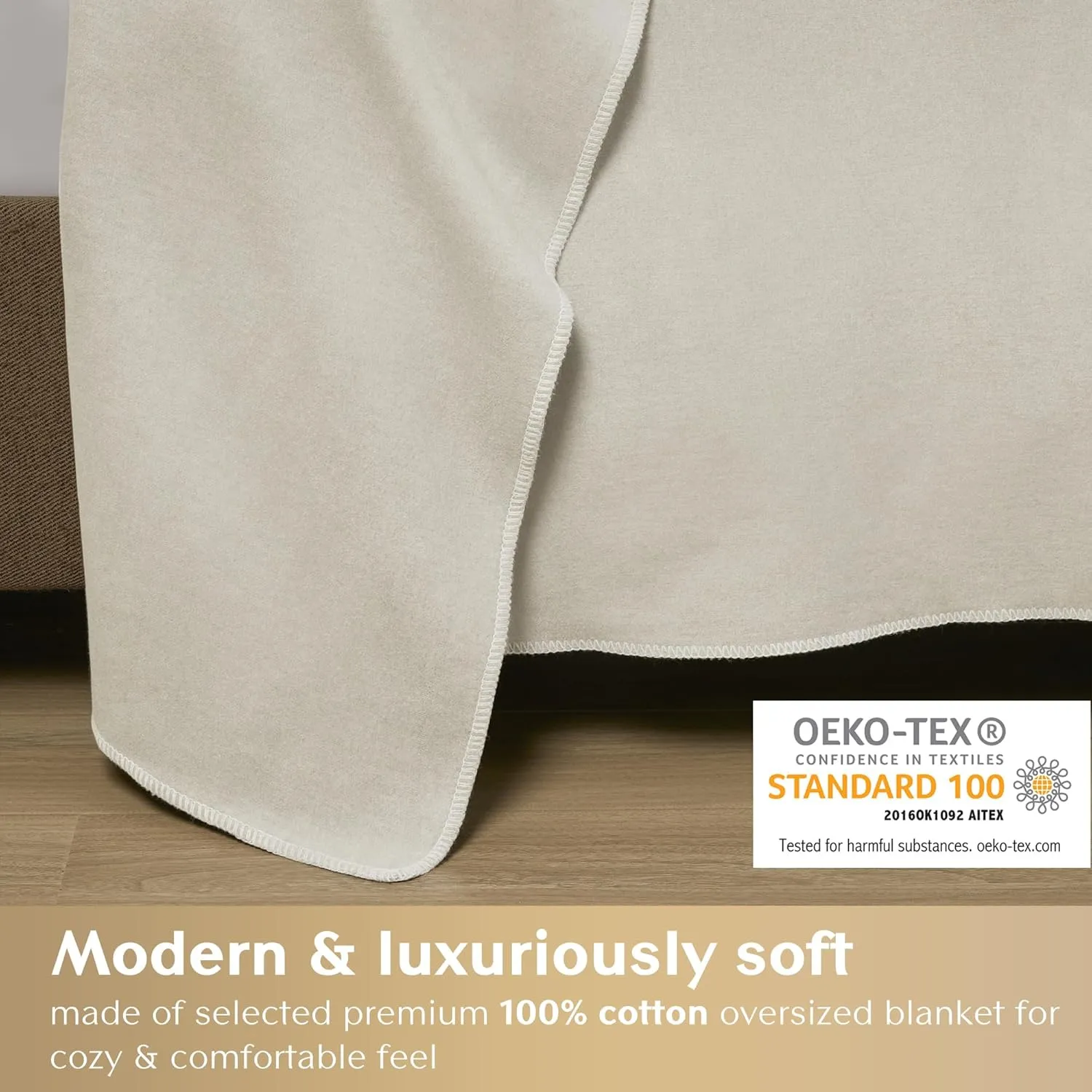 CROSCILL 100% Cotton Throw Blanket, Luxurious and Classic Solid Design, Cozy Soft, Lightweight, Breathable, All Season Oversized Throw for Couch, Andaz, King/Cal King, Ivory