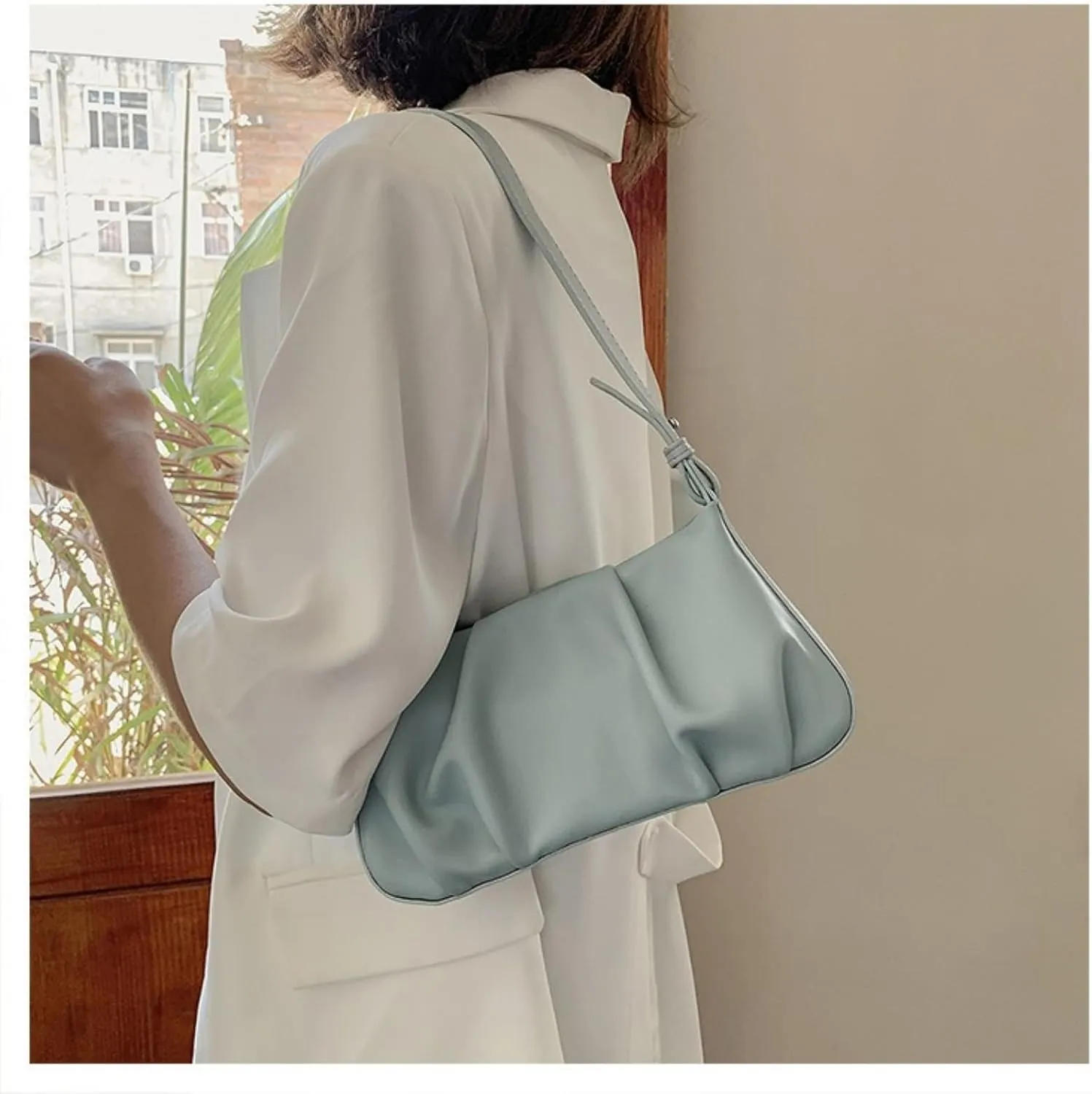 Crossbody Bag for women, Handheld Pleated Cloud Bag Single Shoulder Armpit Handbag with Zipper, Suitable for Travel
