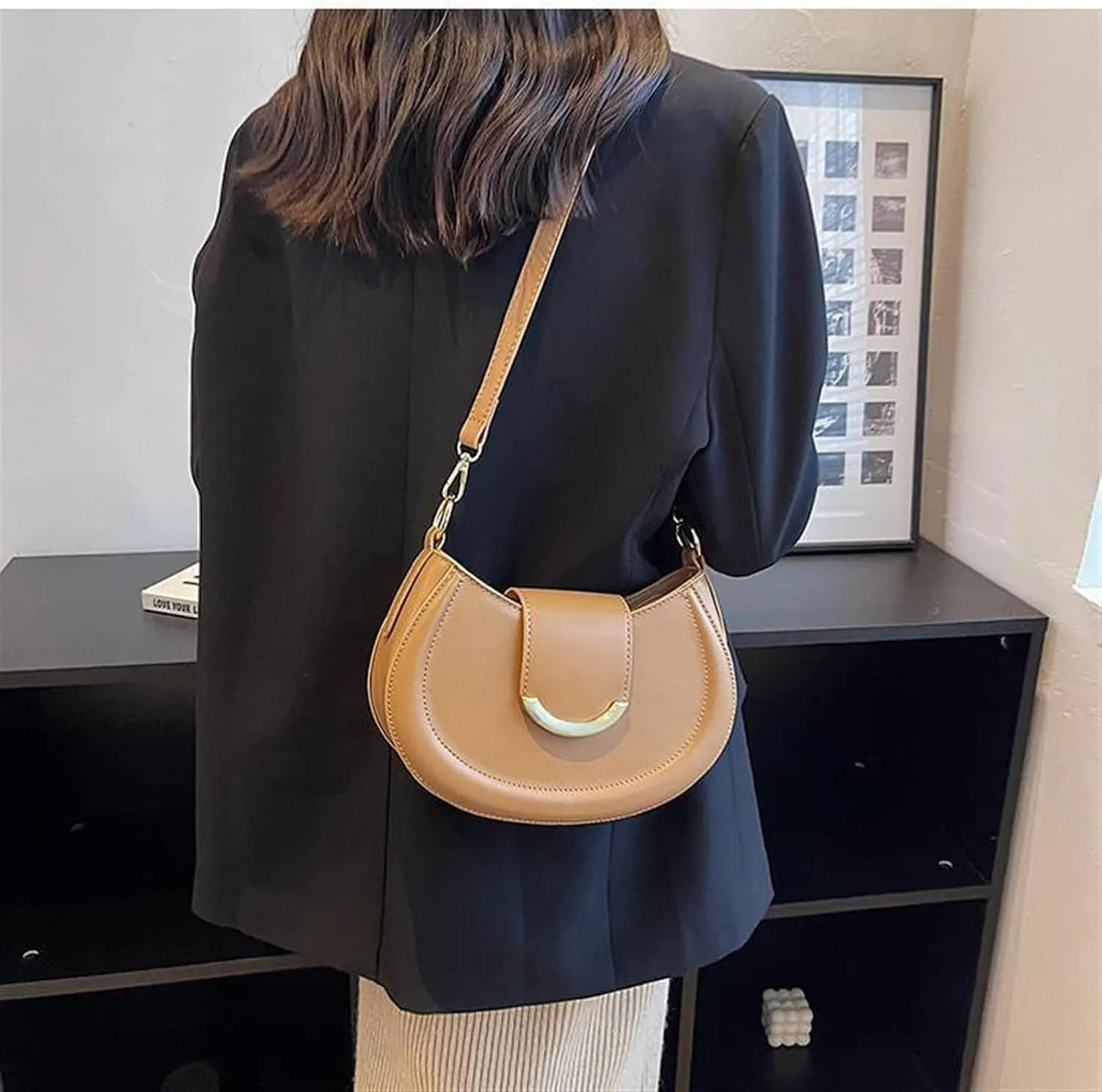 Crossbody bag, high-class sense of fashion trend women's bag shoulder armpit bag (Yellow)
