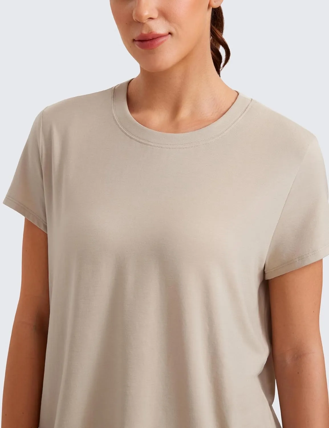 CRZ YOGA Short Sleeve Yoga Tops for Women Soft Loose Casual Flowy Shirts Crew Neck Workout Basic T-Shirt