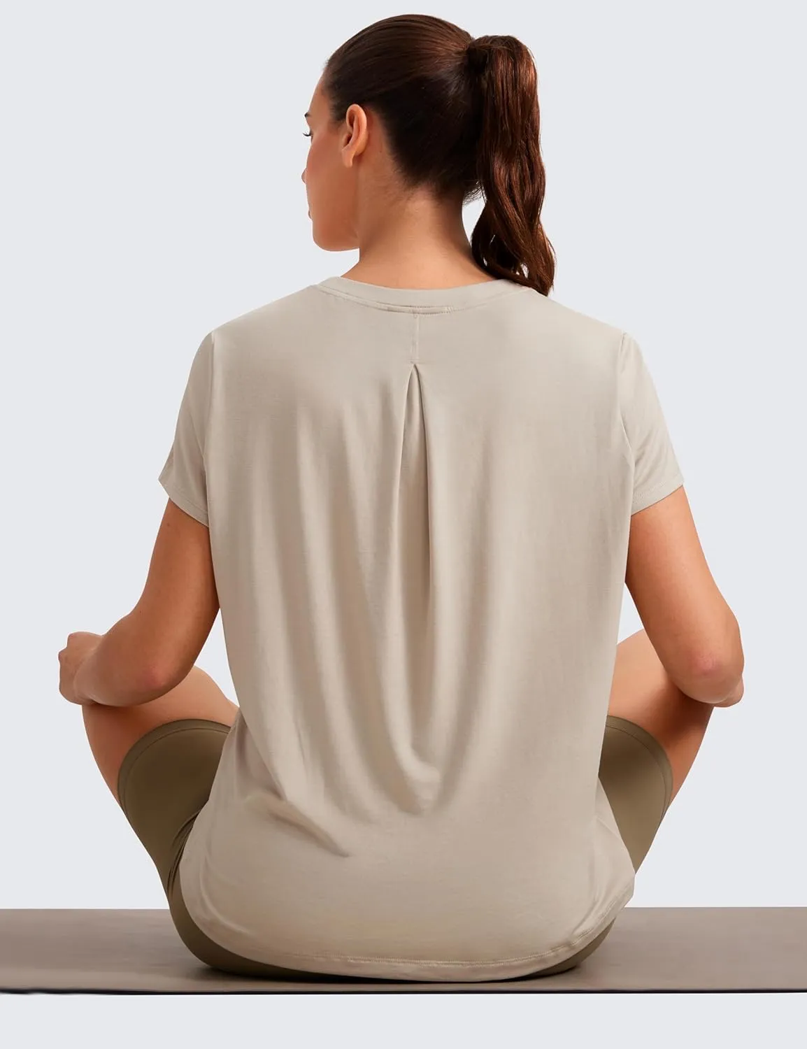 CRZ YOGA Short Sleeve Yoga Tops for Women Soft Loose Casual Flowy Shirts Crew Neck Workout Basic T-Shirt