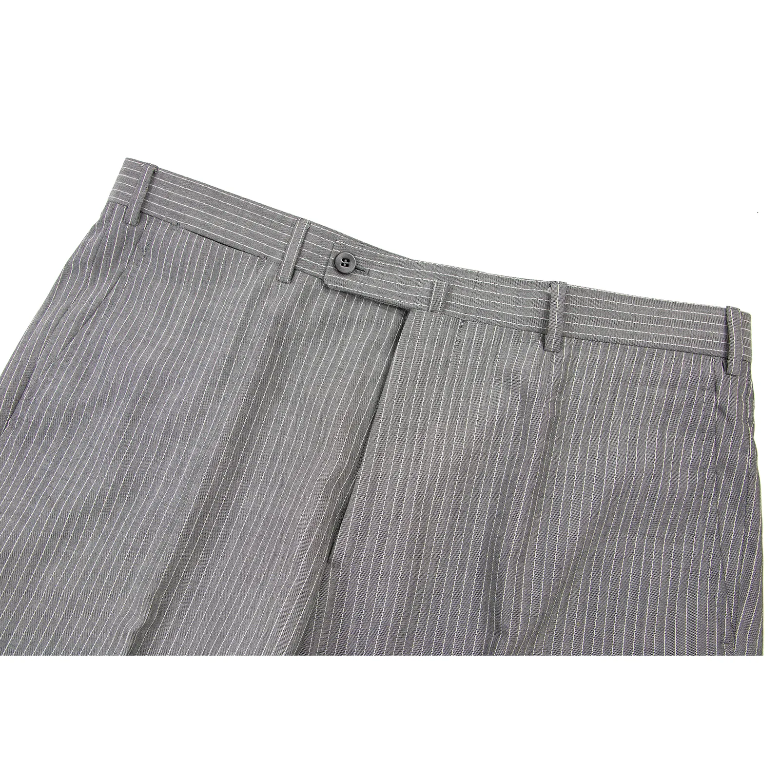 CURRENT Isaia Grey White S130s 2Ply Wool Striped Woven Dual Vents 2Btn Suit 44R
