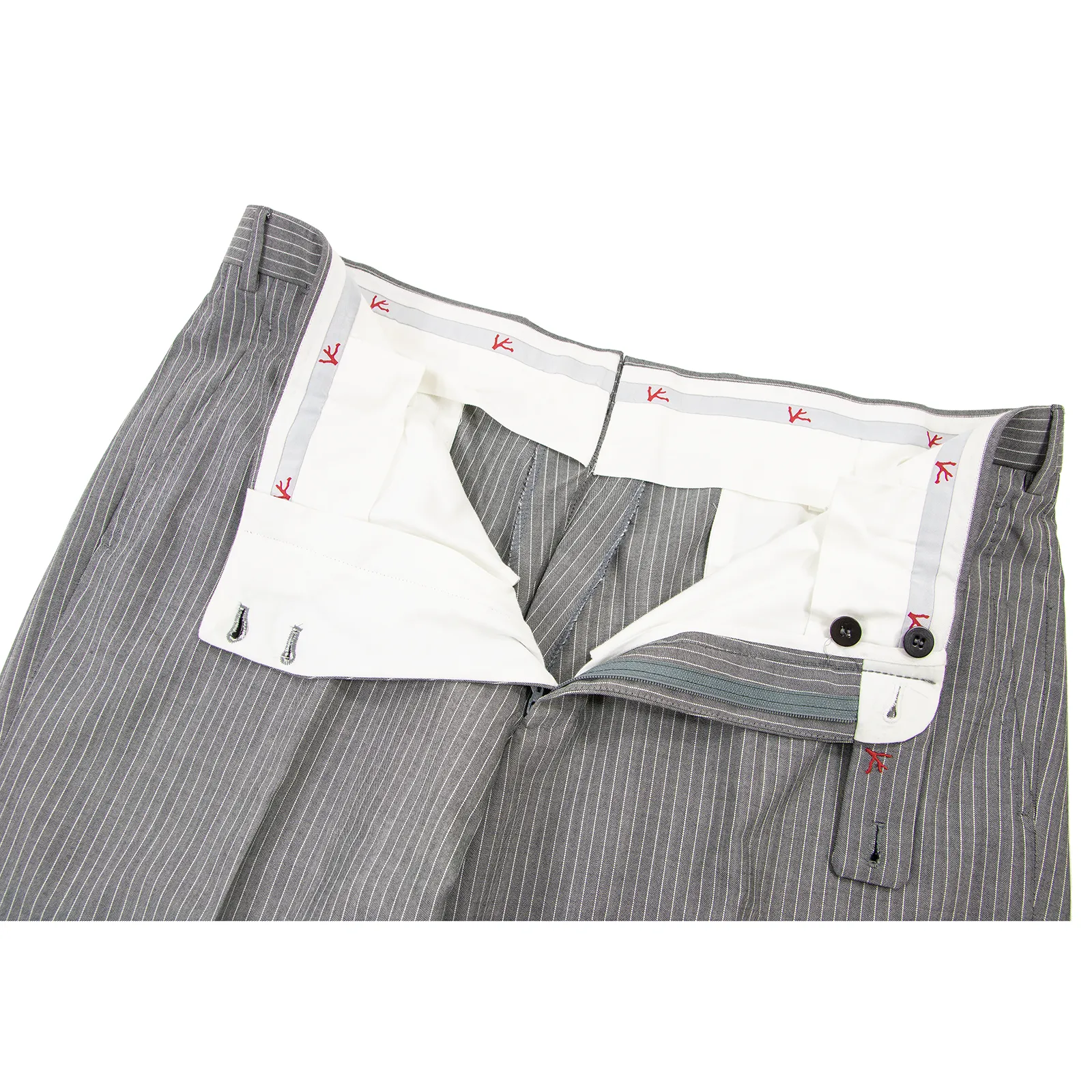 CURRENT Isaia Grey White S130s 2Ply Wool Striped Woven Dual Vents 2Btn Suit 44R