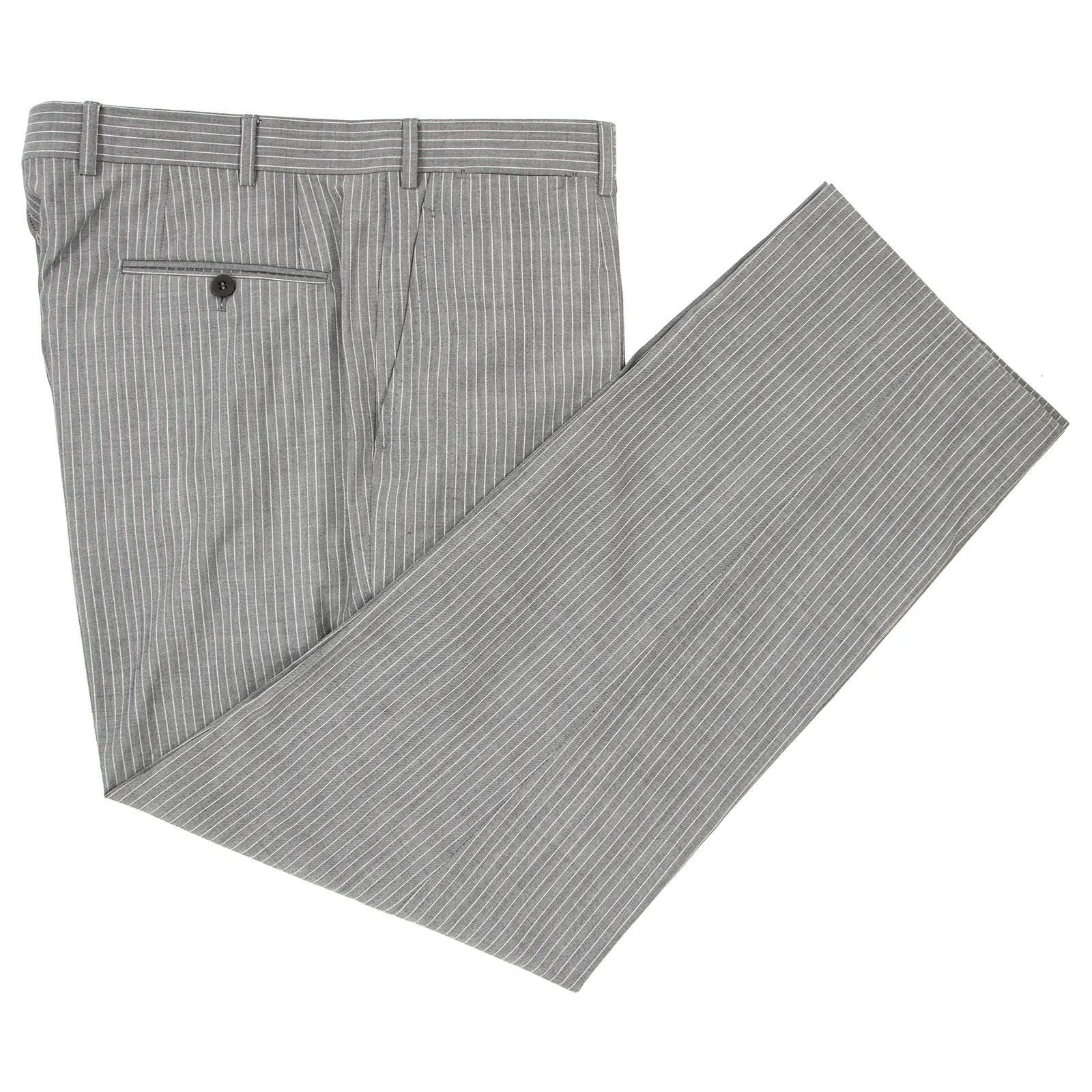 CURRENT Isaia Grey White S130s 2Ply Wool Striped Woven Dual Vents 2Btn Suit 44R