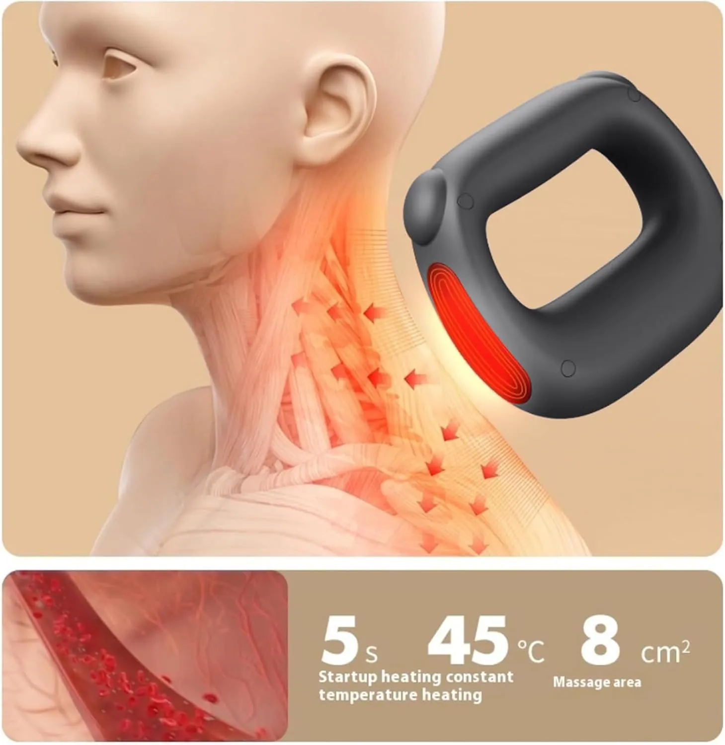 Deep Tissue & Percussion Muscle Massage Guns with Heat for Athletes & All - Pain Relief, Adjustable Intensity & Speed, Super Quiet, Portable, Ideal Gifts（Black）
