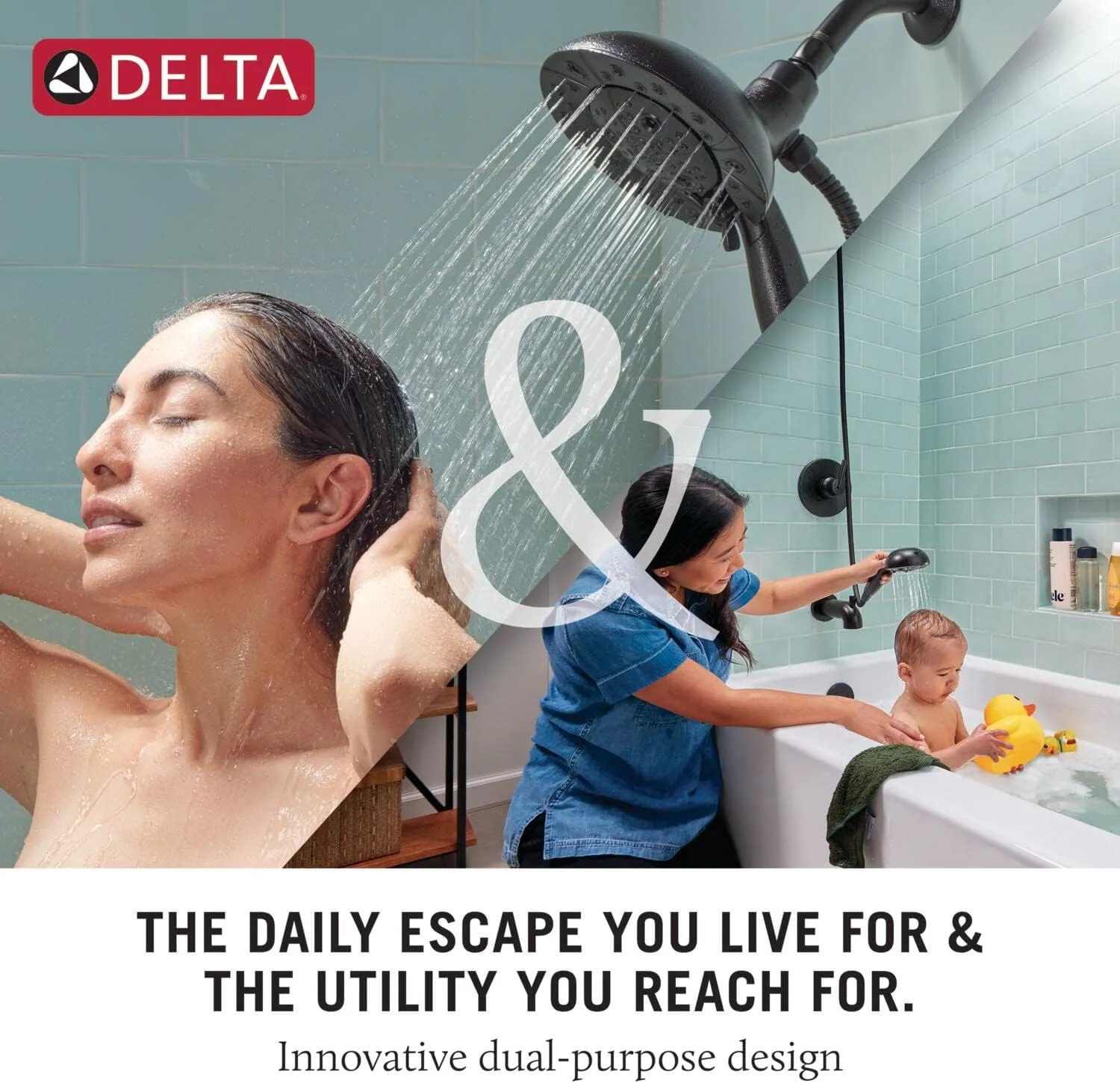 Delta Faucet 4-Spray In2ition Dual Shower Head with Handheld Spray, Oil Rubbed Bronze Shower Head with Hose, Showerheads & Handheld Showers, Handheld Shower Heads, Venetian Bronze 58498-RB
