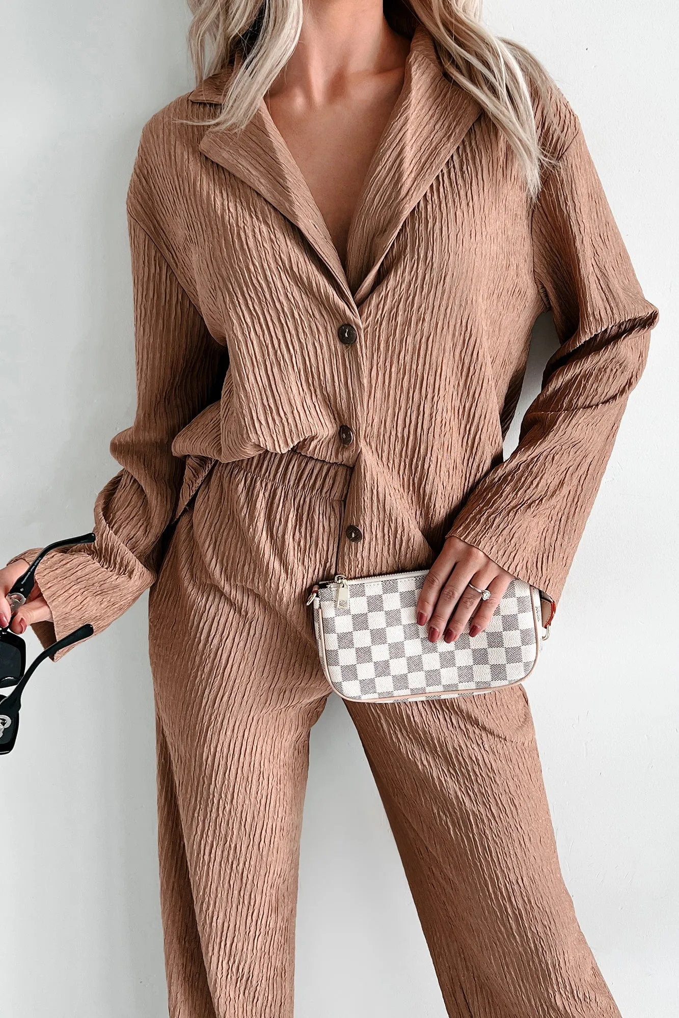 Demure Textured Button Up Top (Coco)