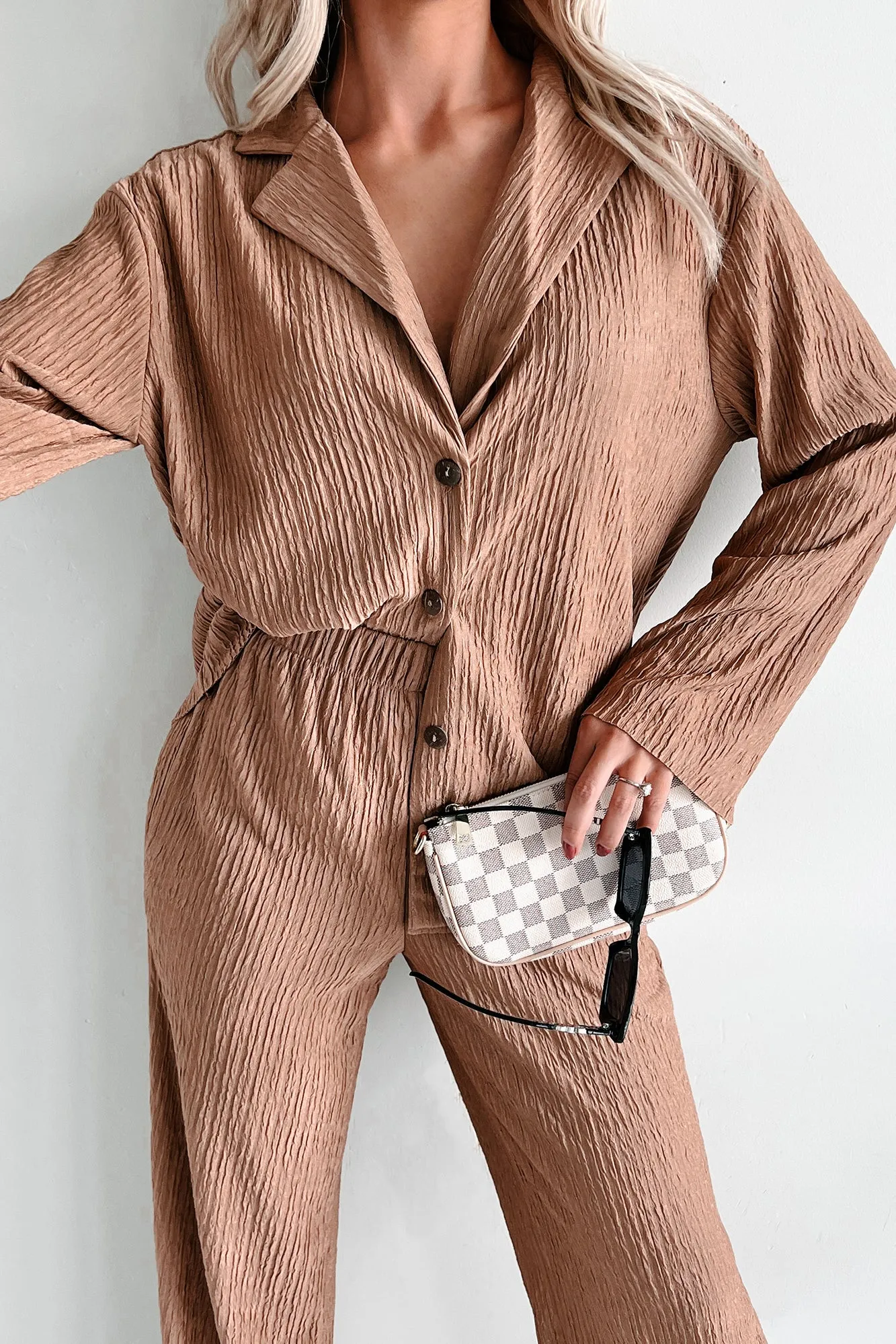 Demure Textured Button Up Top (Coco)