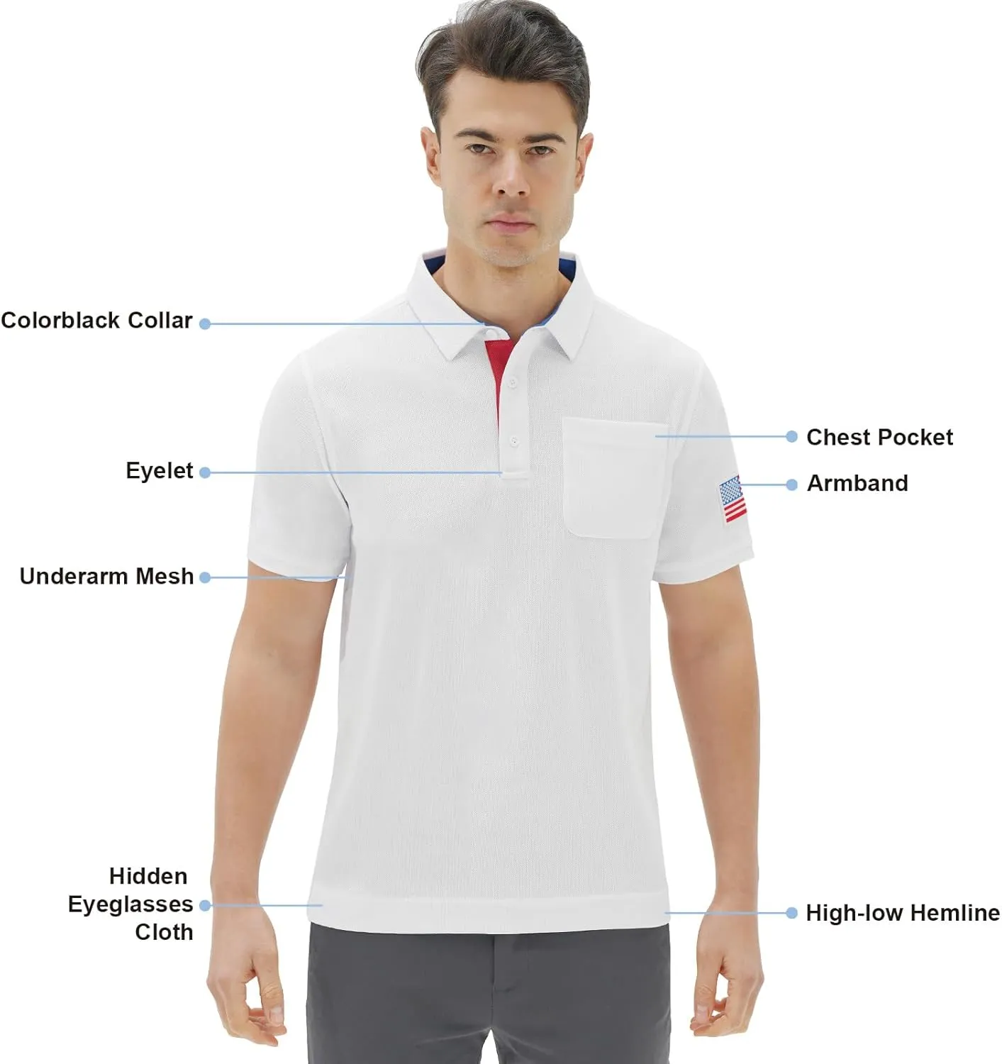 DEOLAX Mens Polo Shirts Performance Moisture Wicking Mens Tactics Polo Shirts Short Sleeve with Pocket