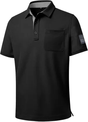 DEOLAX Mens Polo Shirts Performance Moisture Wicking Mens Tactics Polo Shirts Short Sleeve with Pocket