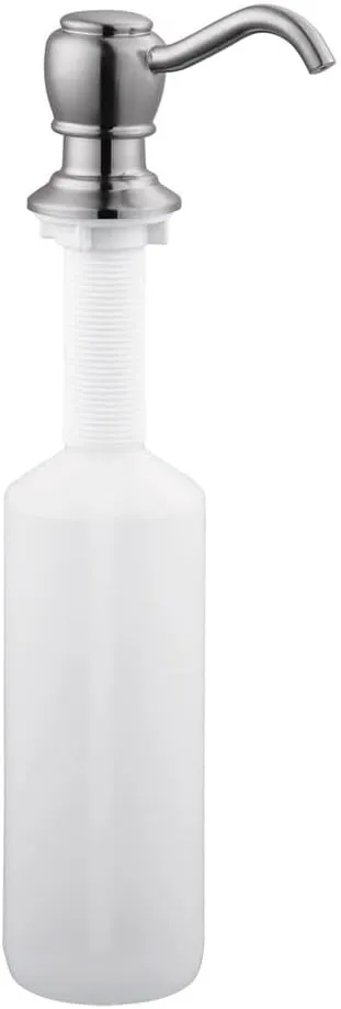 Design House 522250 Soap Dispenser for Kitchen and Bath Faucets, Holds 17 Fluid Ounces, Satin Nickel
