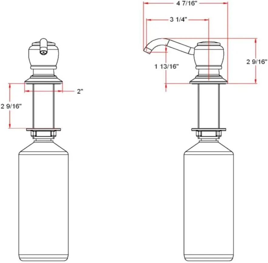 Design House 522250 Soap Dispenser for Kitchen and Bath Faucets, Holds 17 Fluid Ounces, Satin Nickel
