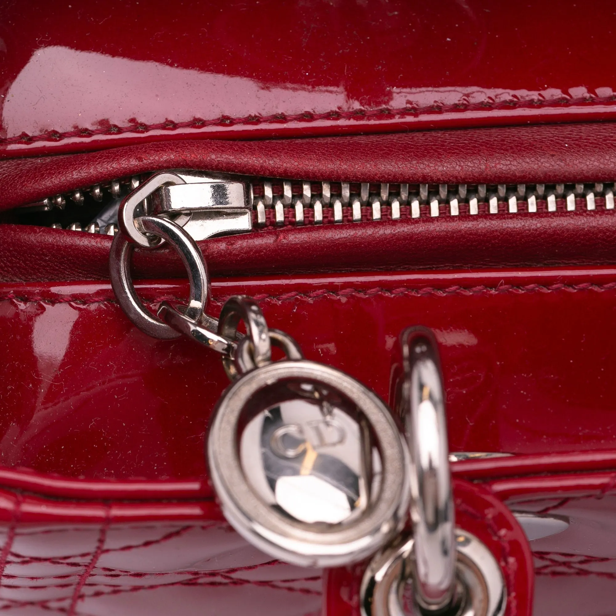 Dior Lady Dior Medium Red Patent Leather