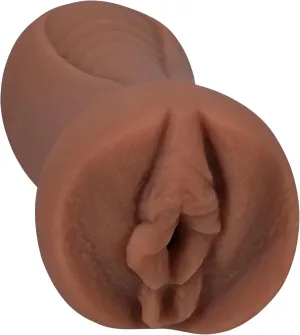 Doc Johnson Signature Strokers - Scarlit Scandal - ULTRASKYN Pocket Pal - Open-Ended Stroker - Pussy, Caramel, for Adults Only
