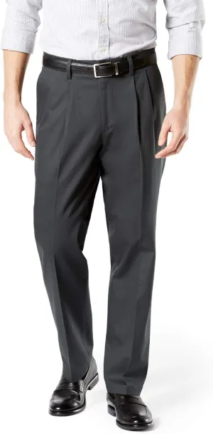 Dockers Men's Classic Fit Signature Lux Cotton Pleated Stretch Pants (Regular and Big & Tall)