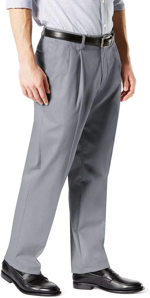 Dockers Men's Classic Fit Signature Lux Cotton Pleated Stretch Pants (Regular and Big & Tall)