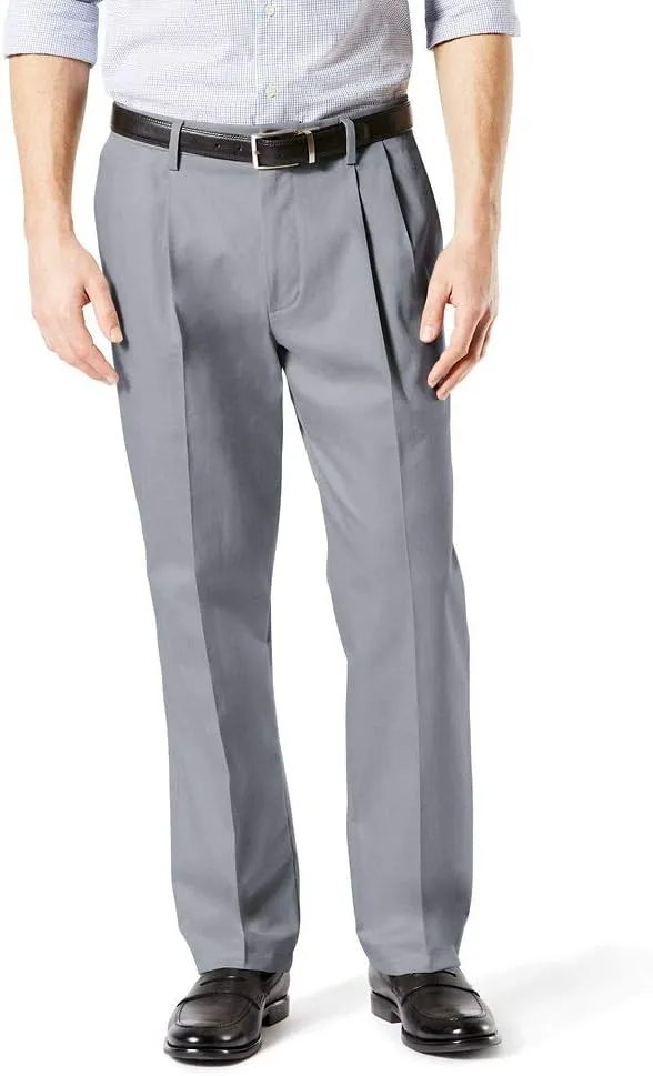 Dockers Men's Classic Fit Signature Lux Cotton Pleated Stretch Pants (Regular and Big & Tall)