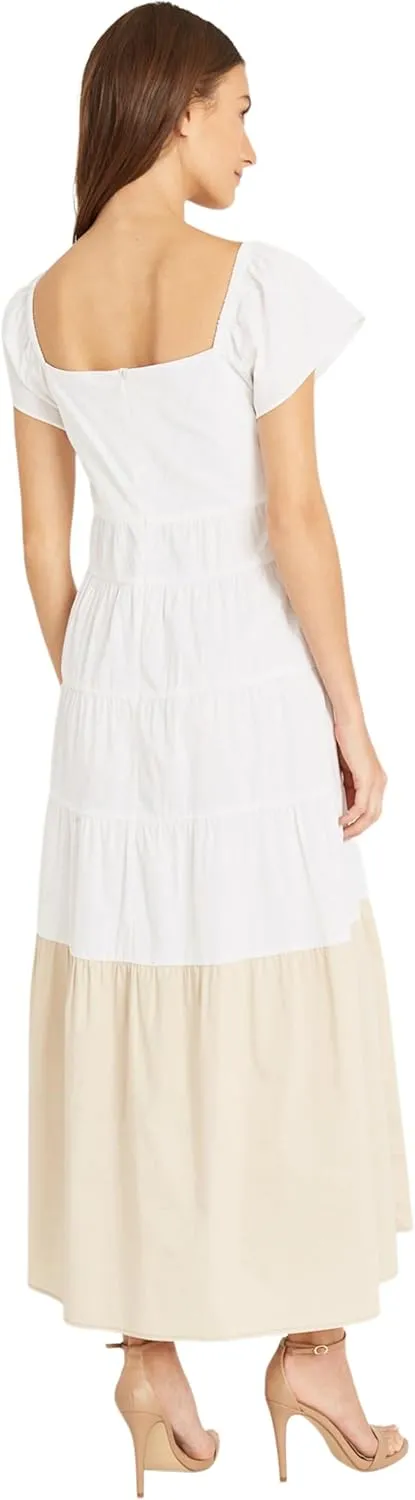 Donna Morgan Women's Colorblock Midi Tiered Trapeze Dress