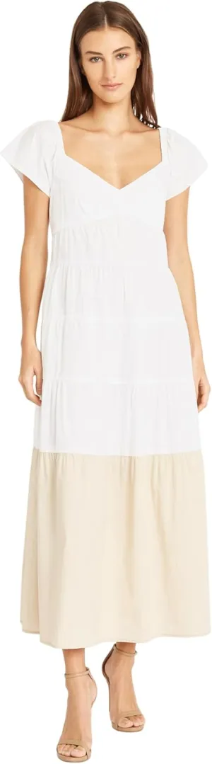 Donna Morgan Women's Colorblock Midi Tiered Trapeze Dress