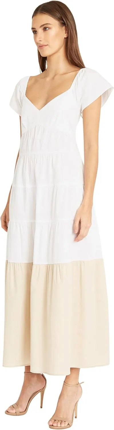 Donna Morgan Women's Colorblock Midi Tiered Trapeze Dress