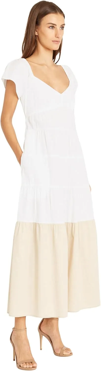 Donna Morgan Women's Colorblock Midi Tiered Trapeze Dress