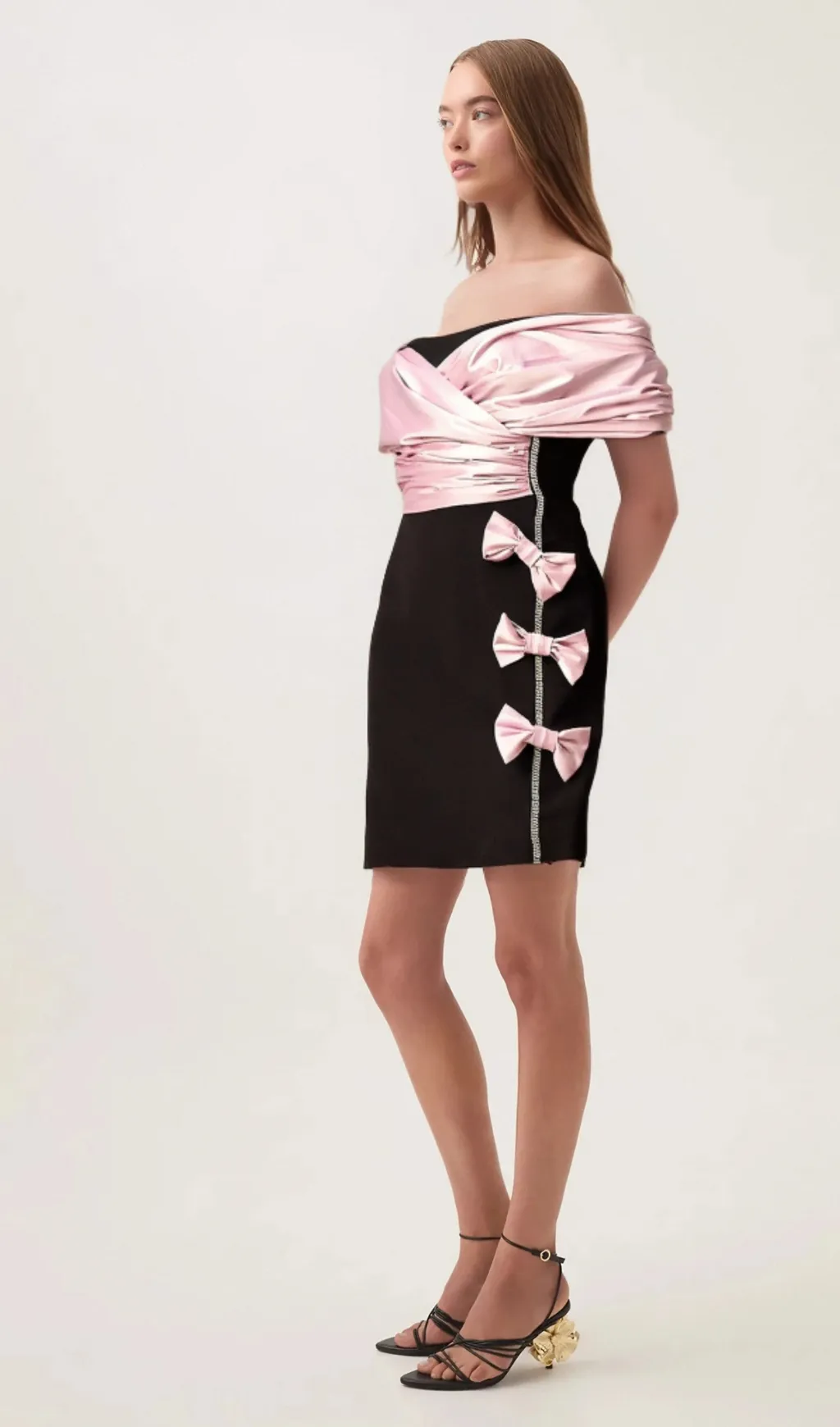 Doria color-blocked bow-embellished mini dress
